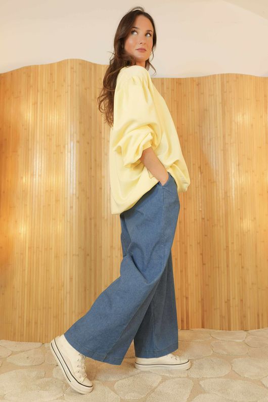 Nova Puff Sleeve Sweatshirt Soft Lemonade /10=